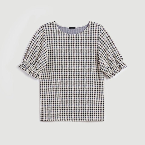 Ann Taylor Black and White Puff Sleeve Blouse - Picture 2 of 2